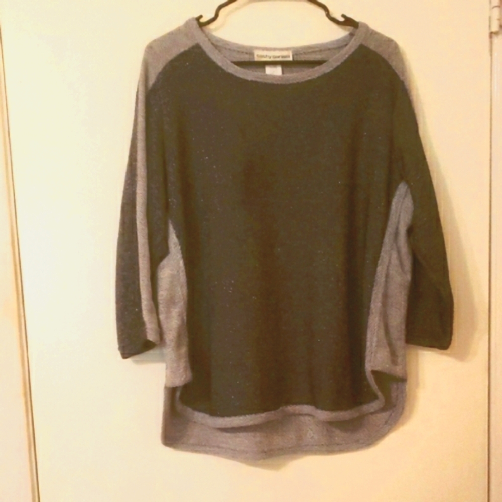 cathy daniels Dark Gray/Light Gray Pullover Sweater. XL, Poly/Lurex
